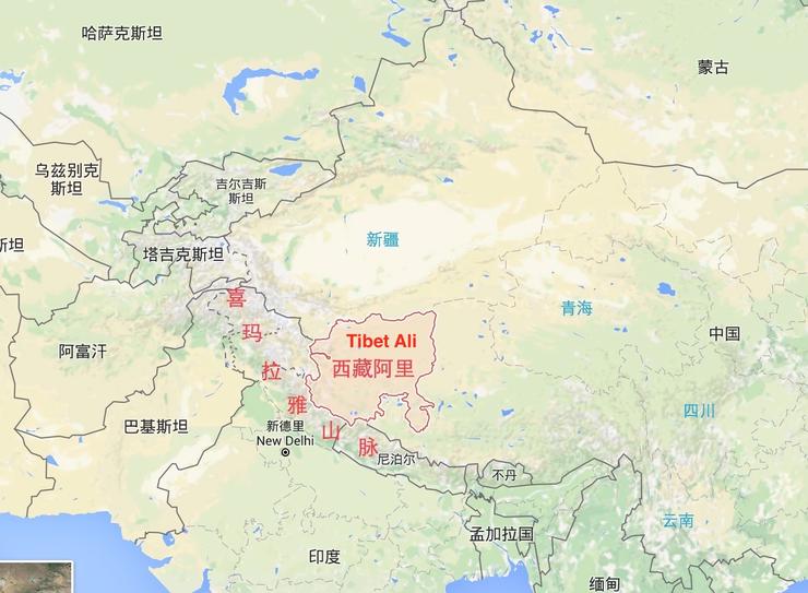 tibet ali map